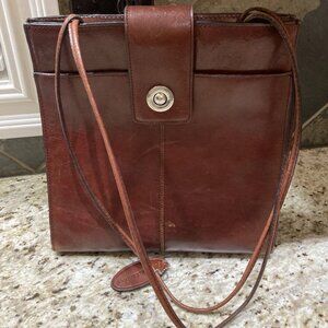 Pelle Studio Brick Red Genuine Leather Shoulder Double Strap Purse w/Charm